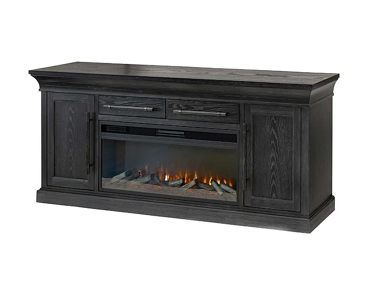 Martin Furniture Willow Lane 80″ Fireplace TV Stand in Ebony Black IMWL380FPB