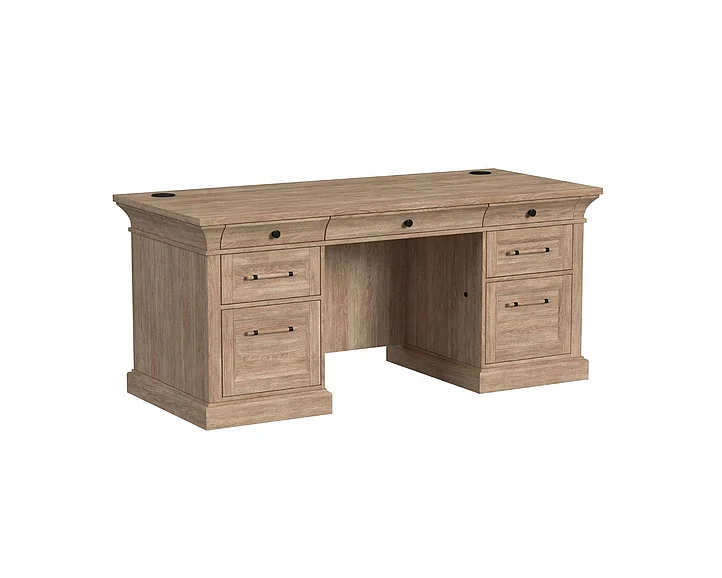 Martin Furniture Willow Lane 68″ W Double Pedestal Desk in Natural Oak IMWL680N