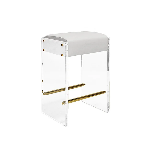 Worlds Away Indy Acrylic Panel Count. Stool INDY WH