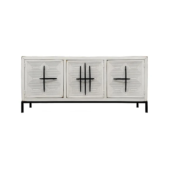 Split Nickel Indy 3 Drawer Console Shadow White | I4SW33