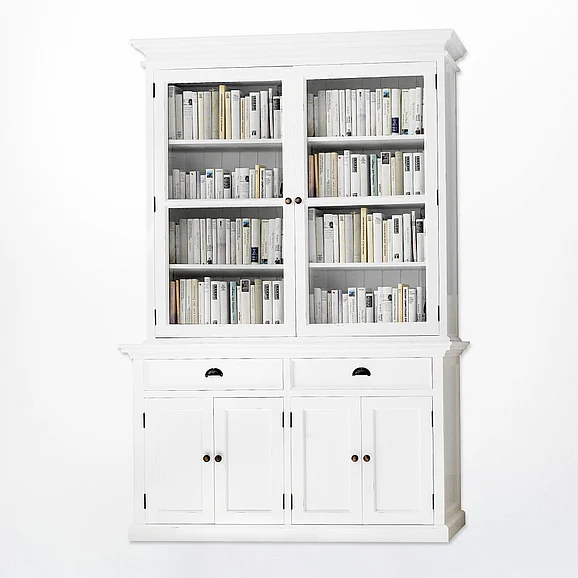 Nova Solo Halifax Glass Display Hutch Unit in White BCA594