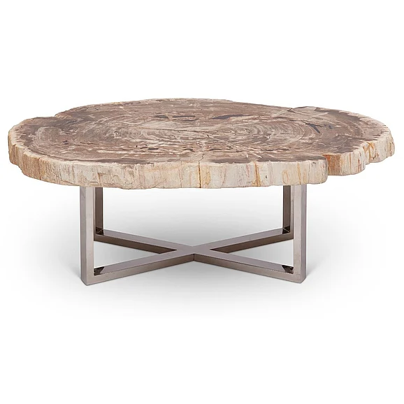 Urbia Relique Eliza Coffee Table - Polished Stainless Steel Base - Natural Light Top IPJ-ELIZ-CT-LT