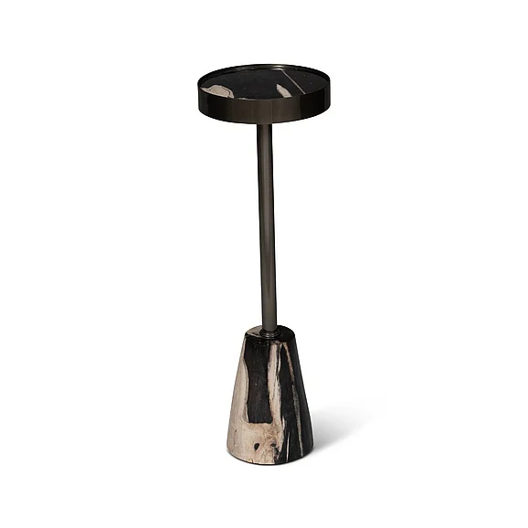 Urbia Relique Jael Drink Table - Nickel Frame - Natural Dark Top IPJ-JAEL-ET-DK05