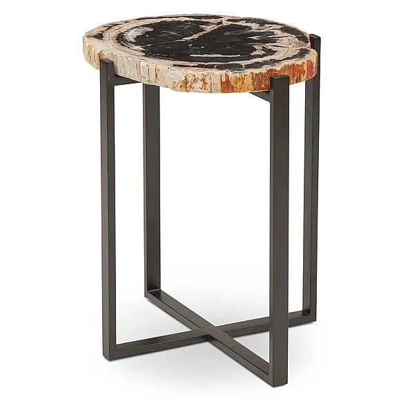 Urbia Relique Milo End Table - Black Frame - Natural Dark Top IPJ-MILO-ET-DK