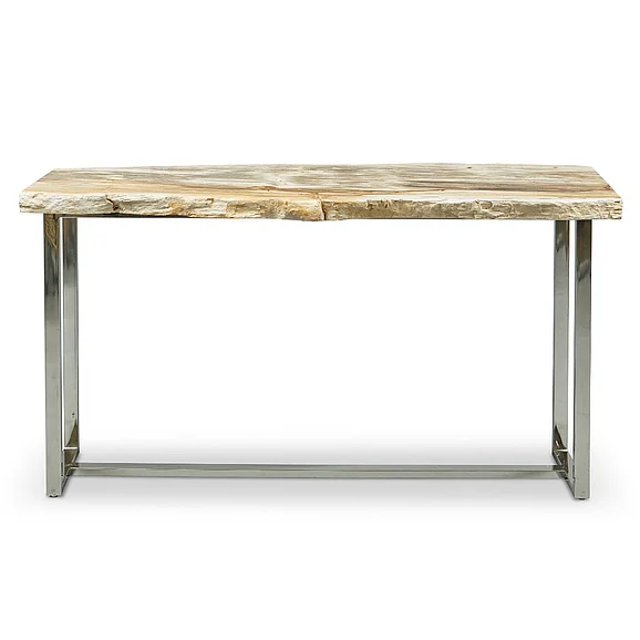 Urbia Relique Raw Console - Polished Stainless Steel Frame - Natural Light Top IPJ-RAW-CON-LT