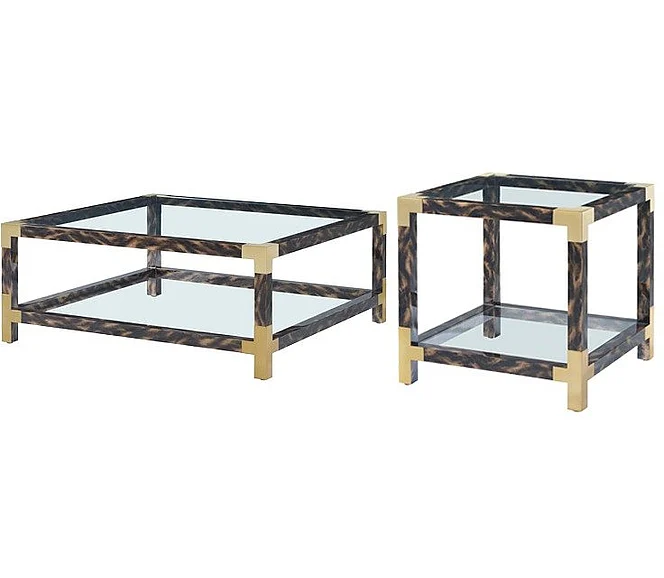 Theodore Alexander Arakan 2pc Square Occasional Living Room Set in Calico