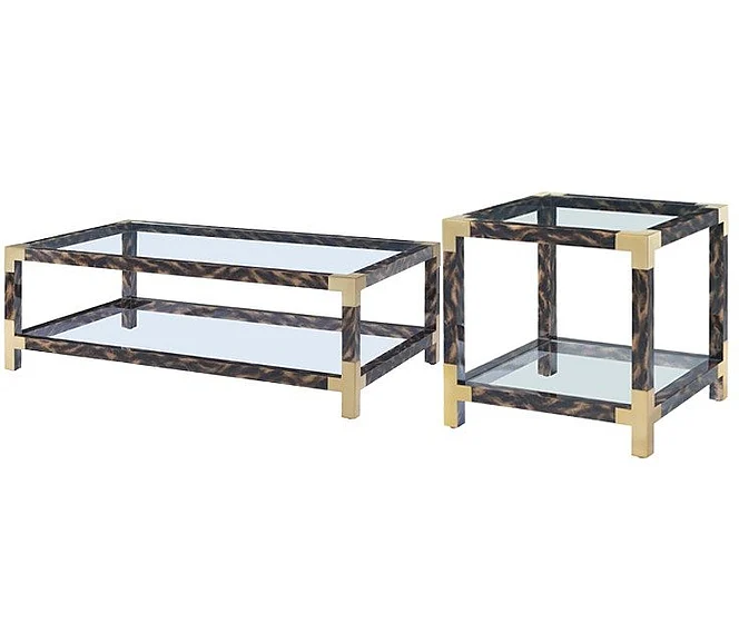 Theodore Alexander Arakan 2pc Rectangular Occasional Living Room Set in Calico