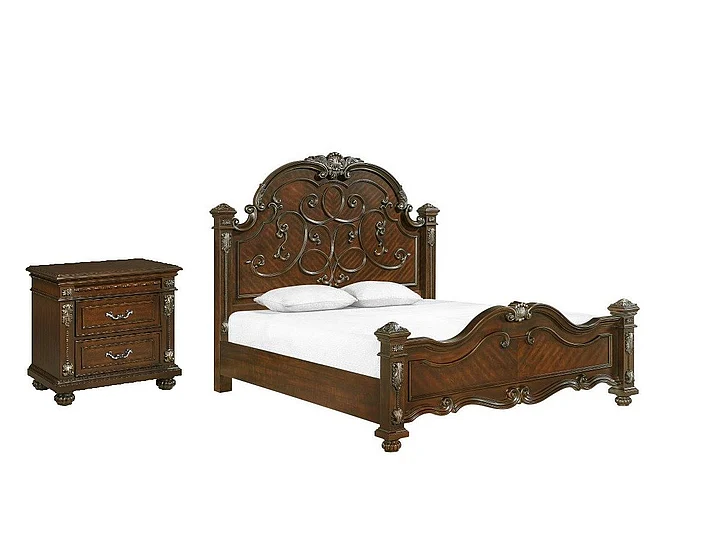 Cosmos Isabella 2pc Bedroom Set in Cherry