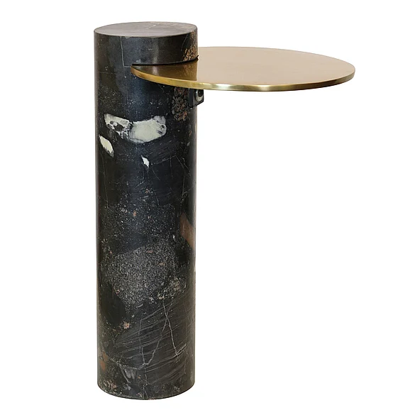 StyleCraft Marble Table Solid Marble Post in Black ISF27254