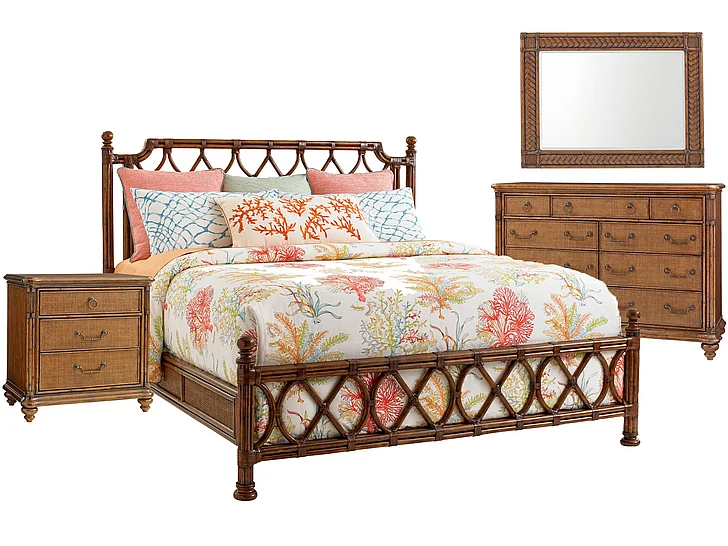 Tommy Bahama Bali Hai 4 Piece Island Breeze Ratan Bedroom Set