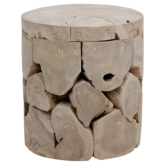Tanzie Round Bleached Teak Wood Side Table DV7882