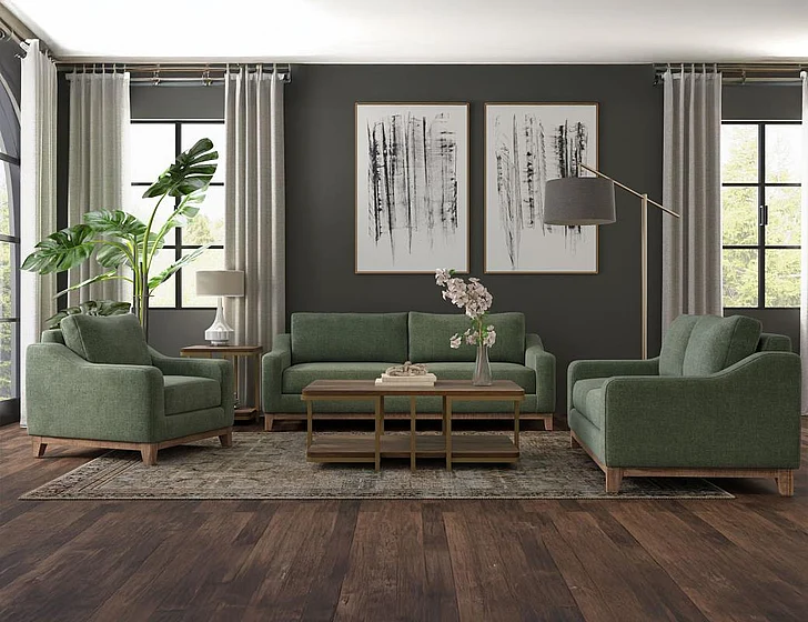 IFD Olivo 2pc Sofa Living Room Set in Green IUP541-111
