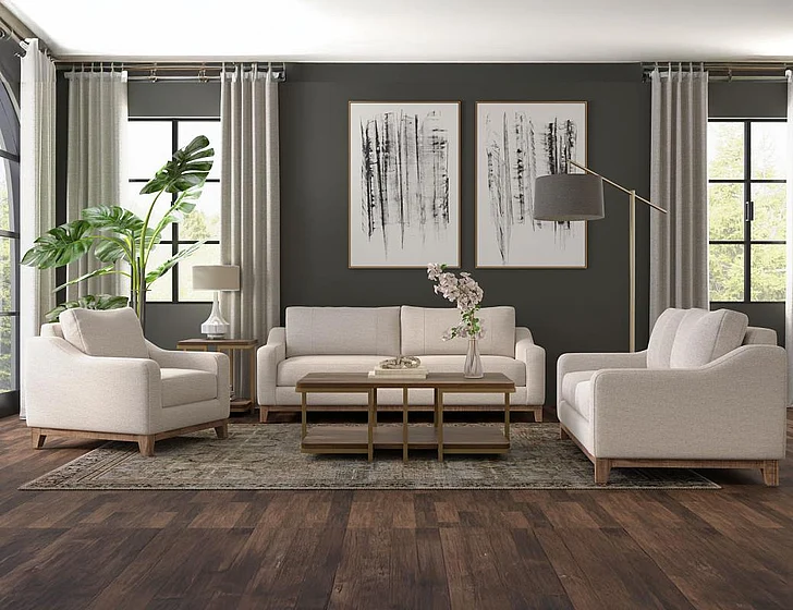 IFD Olivo 2pc Sofa Living Room Set in Beige IUP541-161
