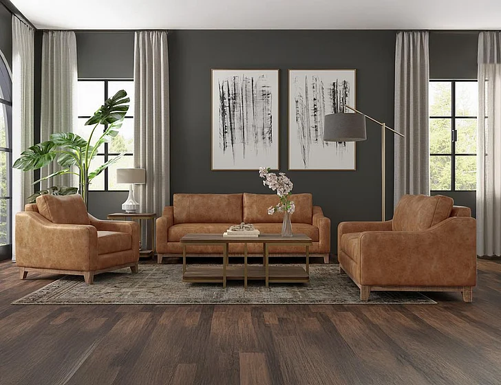 IFD Olivo 2pc Sofa Living Room Set in Orange IUP541-202