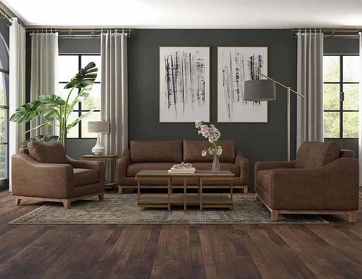 IFD Olivo 2pc Sofa Living Room Set in Brown IUP541-212