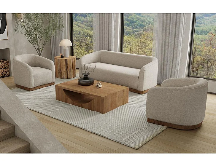 IFD Suomi 2pc Sofa Living Room Set in Beige IUP551-161