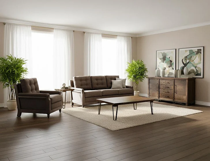 IFD Xel-Ha II 2pc Sofa Living Room Set in Brown IUP574-183