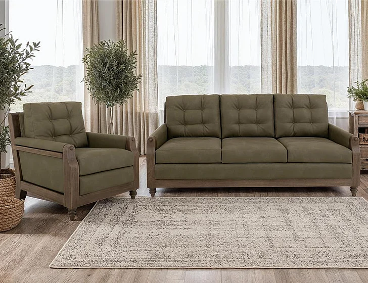 IFD Xel-Ha II 2pc Sofa Living Room Set in Brown/Green IUP574-232