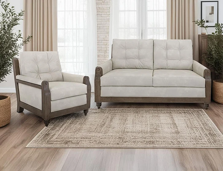 IFD Xel-Ha II 2pc Sofa Living Room Set in Brown/White IUP574-234