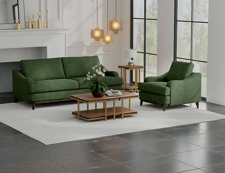 IFD Alfa 2pc Sofa Living Room Set in Green IUP635-111