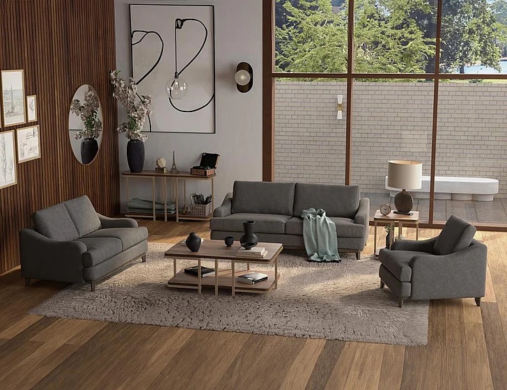 IFD Alfa 2pc Sofa Living Room Set in Gray IUP635-121