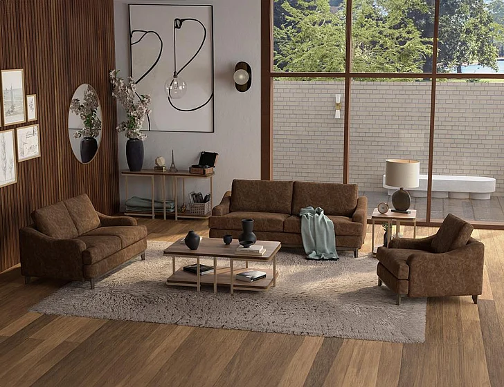 IFD Alfa 2pc Sofa Living Room Set in Brown IUP635-212
