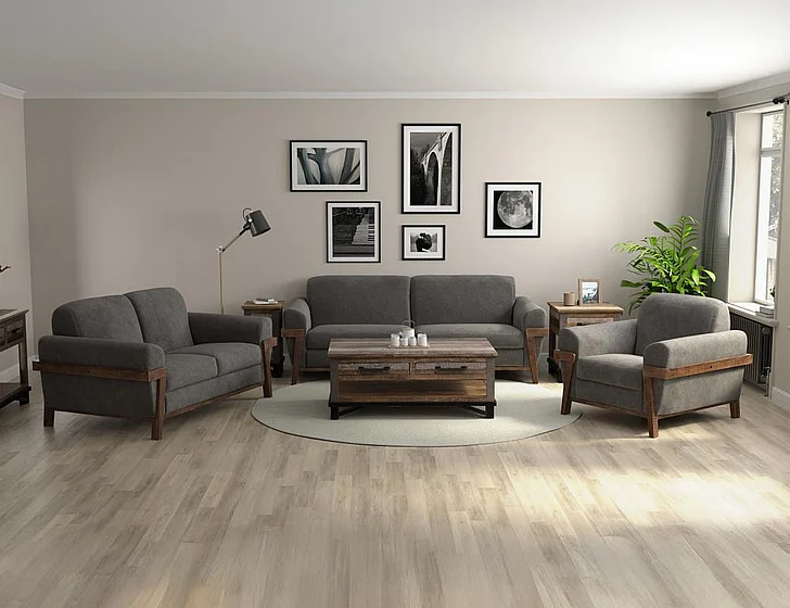 IFD Loft Brown 2pc Sofa Living Room Set in Gray IUP644-121