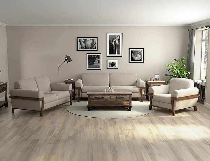 IFD Loft Brown 2pc Sofa Living Room Set in Beige IUP644-161