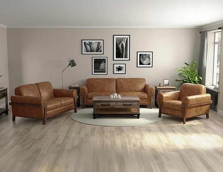 IFD Loft Brown 2pc Sofa Living Room Set in Orange IUP644-202
