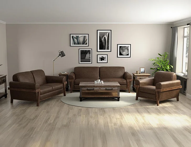 IFD Loft Brown 2pc Sofa Living Room Set in Brown IUP644-212
