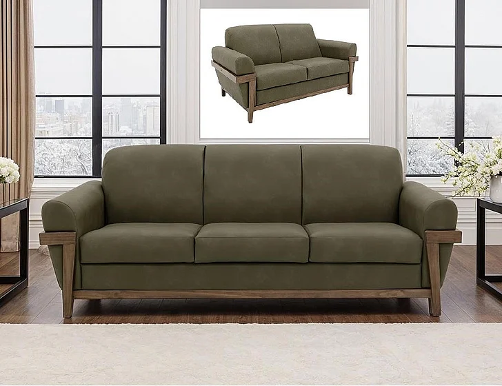 IFD Mezquite 2pc Sofa Living Room Set in Green IUP662-232