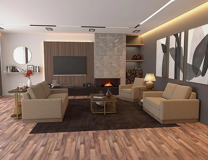 IFD Georgia 2pc Sofa Living Room Set in Brown IUP722-152