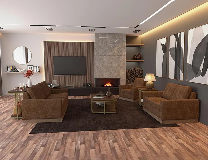 IFD Georgia 2pc Sofa Living Room Set in Brown IUP722-212