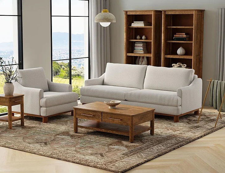 IFD Olimpia 2pc Sofa Living Room Set in Beige IUP738-101