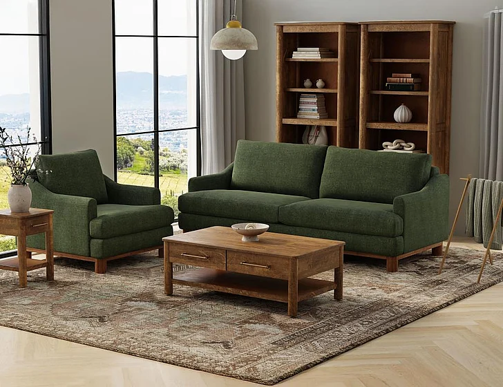 IFD Olimpia 2pc Sofa Living Room Set in Green IUP738-111