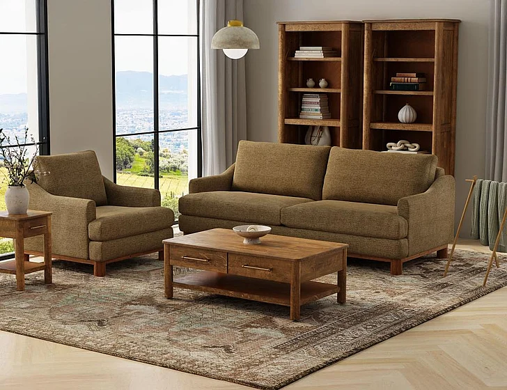 IFD Olimpia 2pc Sofa Living Room Set in Brown IUP738-152