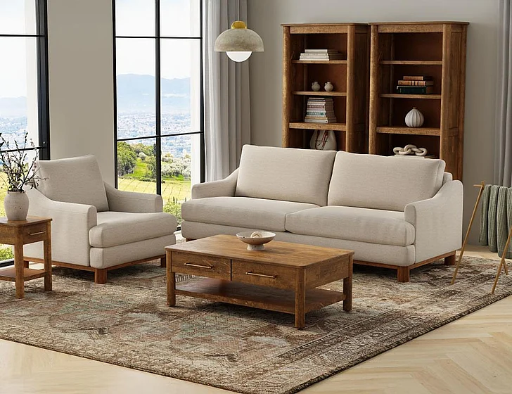 IFD Olimpia 2pc Sofa Living Room Set in Beige IUP738-161