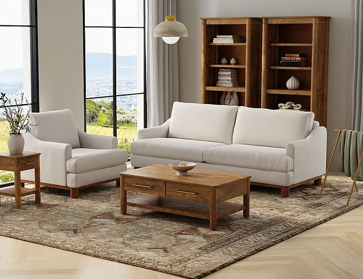 IFD Olimpia 2pc Sofa Living Room Set in Beige IUP738-170