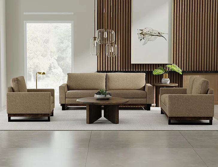 IFD Blackburn 2pc Sofa Living Room Set in Brown/Black IUP778-152