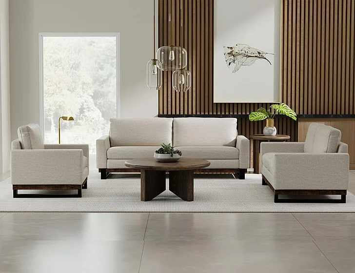 IFD Blackburn 2pc Sofa Living Room Set in Beige/Black IUP778-161
