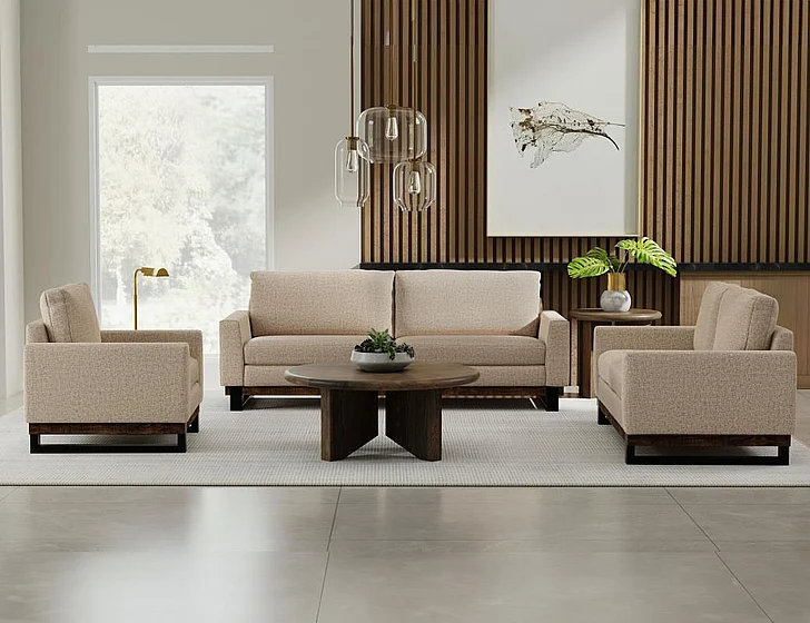 IFD Blackburn 2pc Sofa Living Room Set in Brown/Black IUP778-175