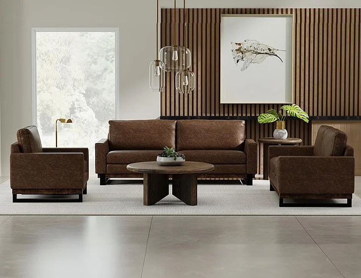 IFD Blackburn 2pc Sofa Living Room Set in Brown/Black IUP778-212
