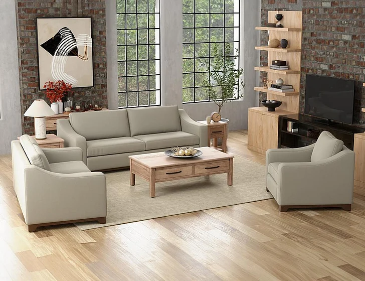 IFD Natural Parota 2pc Sofa Living Room Set in Gray IUP868-151