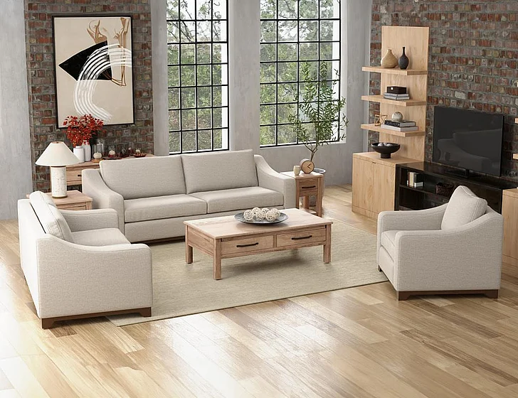 IFD Natural Parota 2pc Sofa Living Room Set in Beige IUP868-161