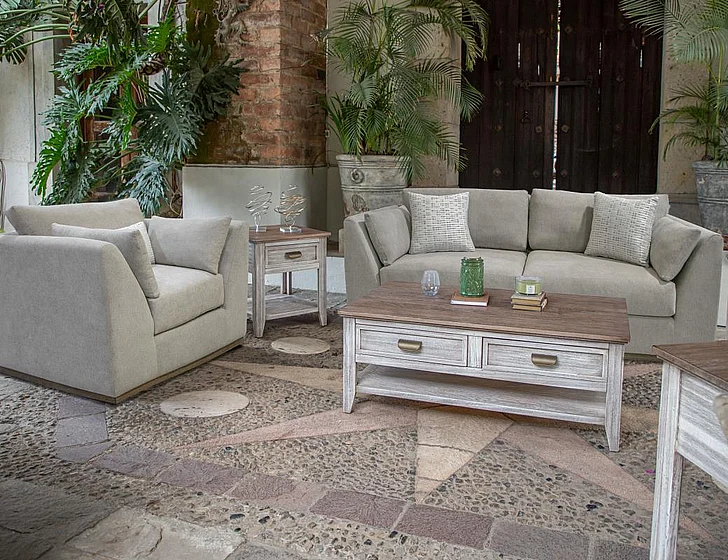 IFD Vallarta 2pc Sofa Living Room Set in Blue IUP882-190