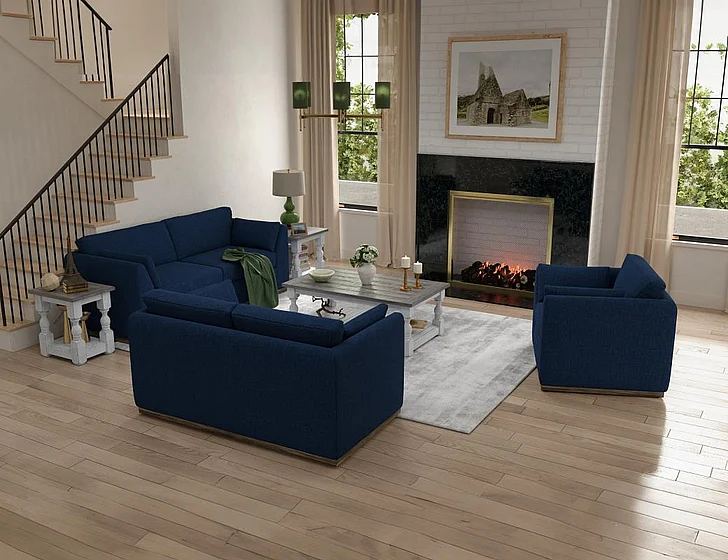 IFD Vallarta 2pc Sofa Living Room Set in Blue IUP882-221