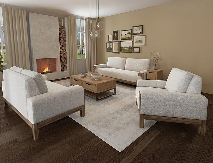 IFD Sedona 2pc Sofa Living Room Set in Beige IUP966-101