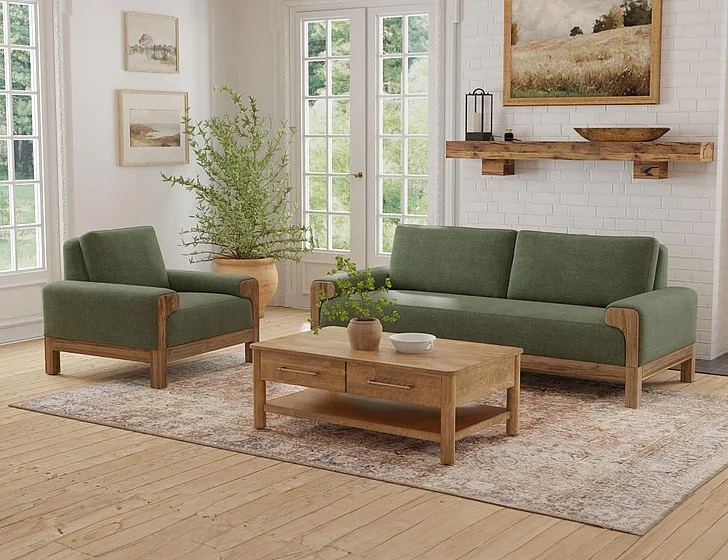 IFD Sedona 2pc Sofa Living Room Set in Green IUP966-111