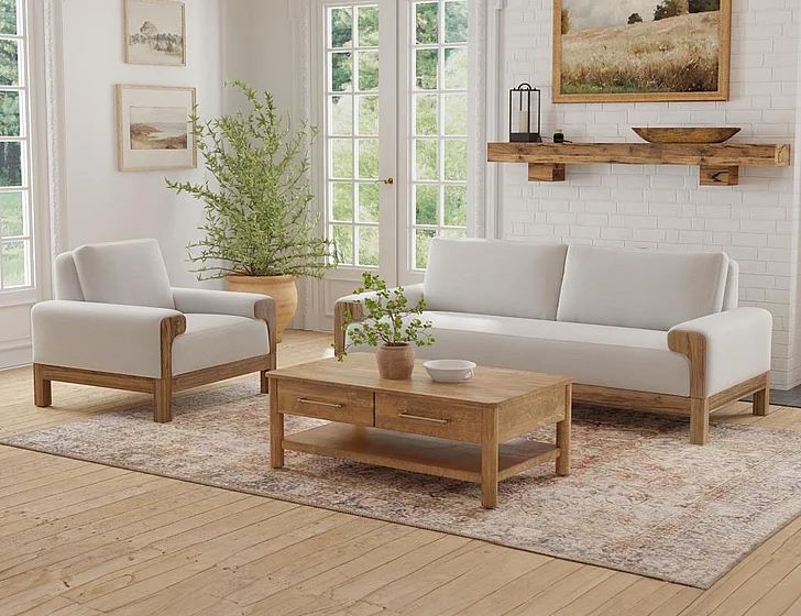 IFD Sedona 2pc Sofa Living Room Set in Beige IUP966-131