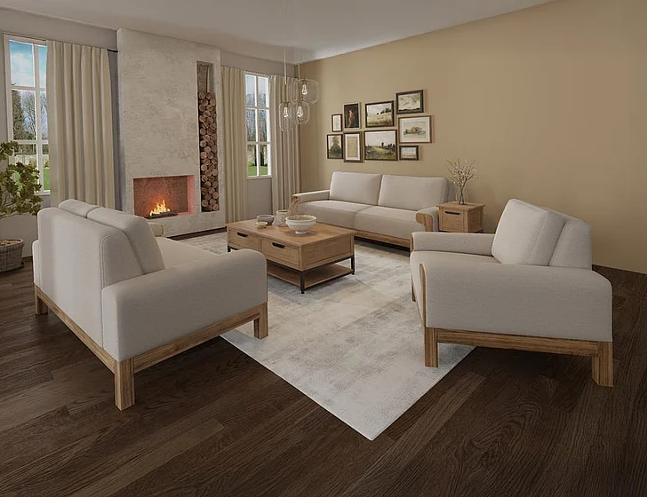 IFD Sedona 2pc Sofa Living Room Set in Beige IUP966-SOF-161-A